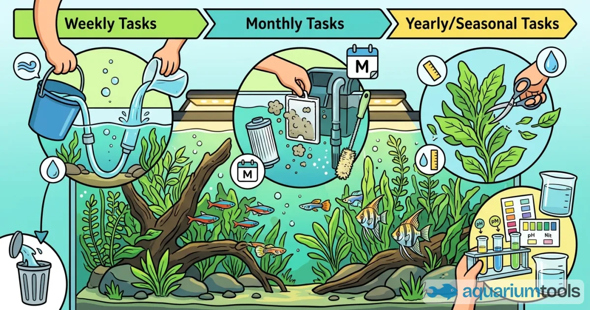 Manutenzione dell'acquario: cosa fare ogni settimana, mese e anno